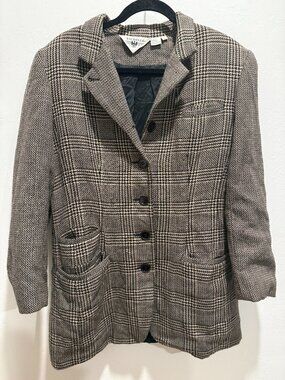 Vintage Baldanza 100% Wool Plaid Blazer - Size 8